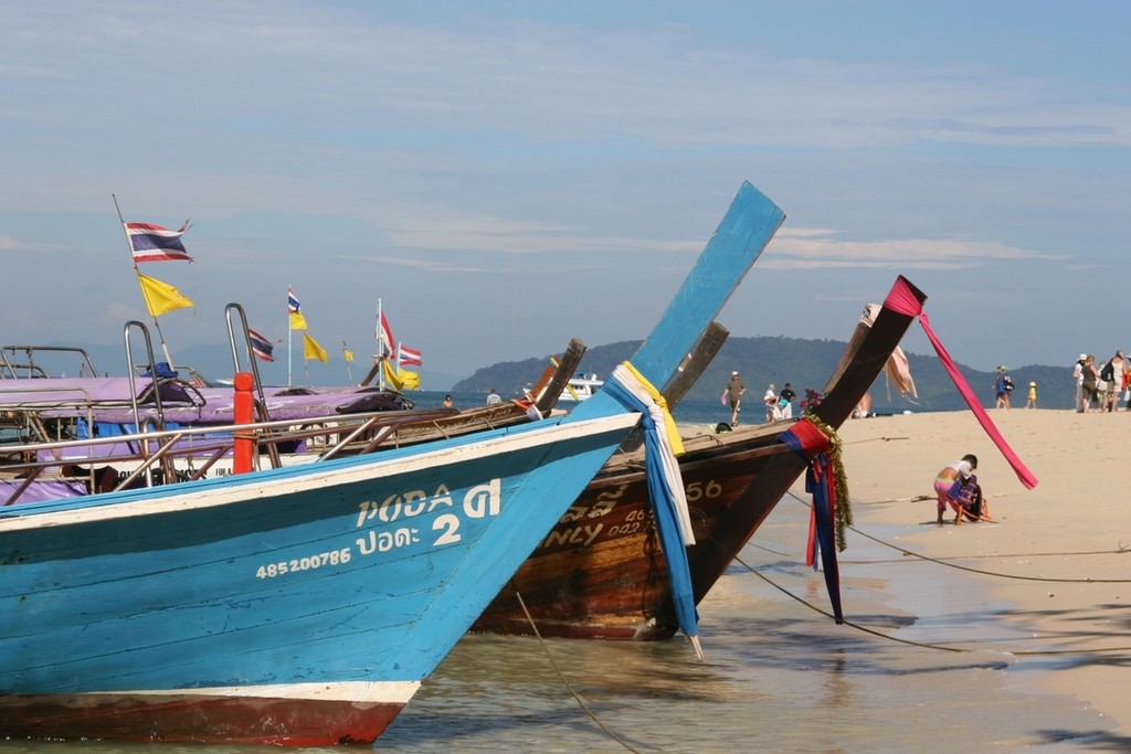 Local ’long tails’ tied ashore in Phuket © Maggie Joyce - Mariner Boating Holidays http://www.marinerboating.com.au
